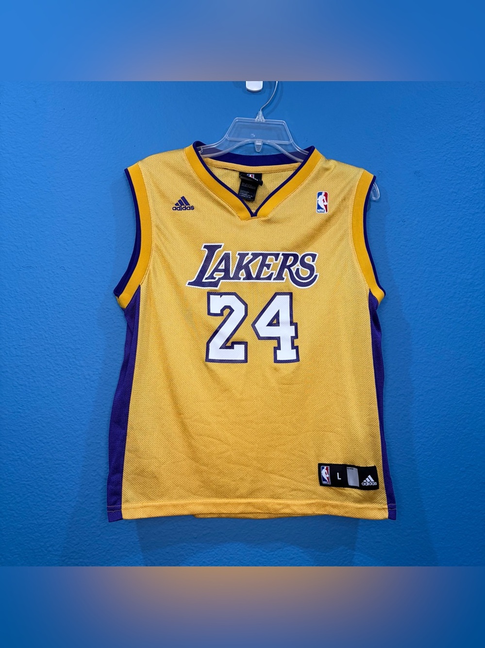 Adidas Kid's Gold And Purple NBA LA Lakers Kobe Bryant 24 Jersey Size Large